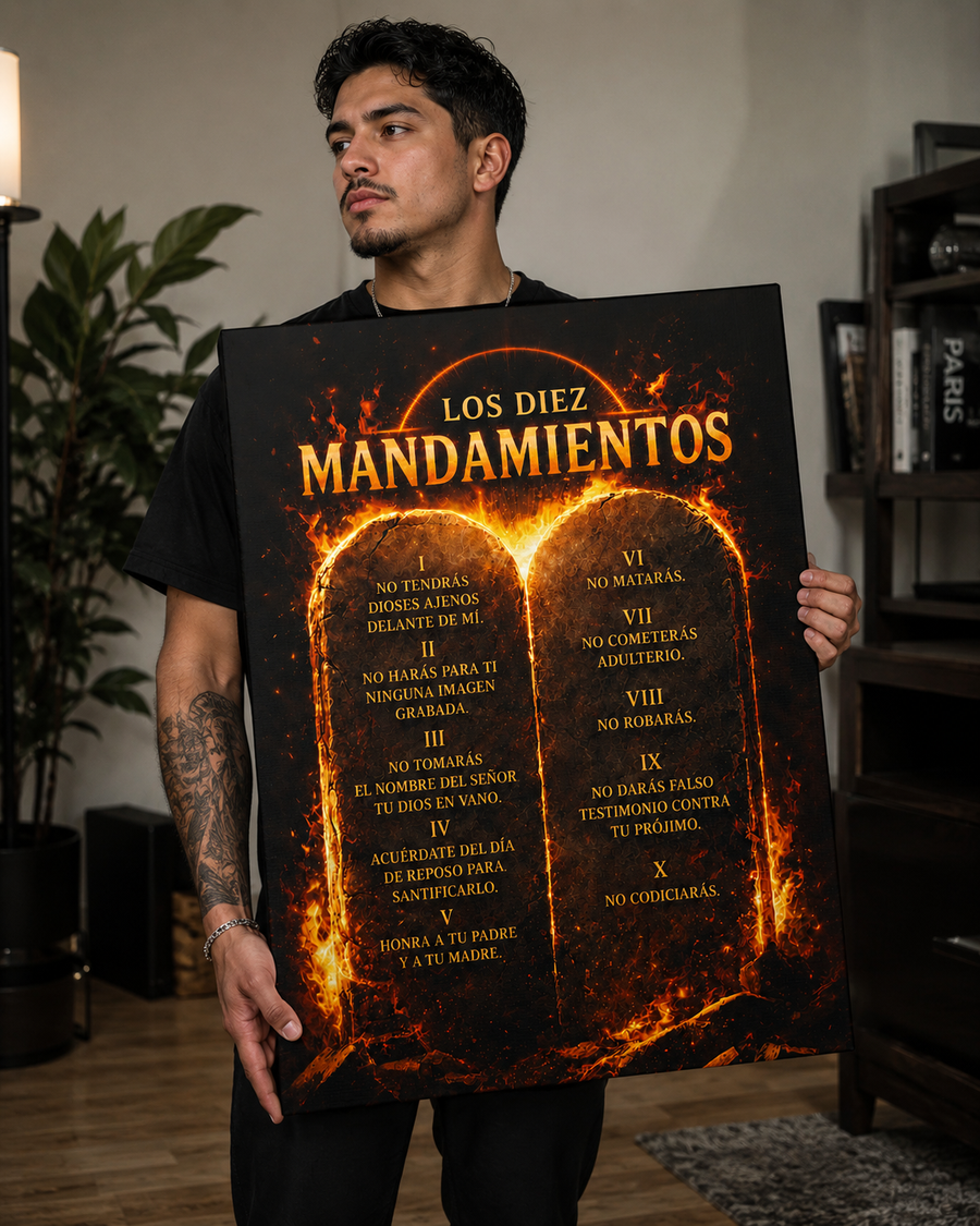 Los Diez Mandamientos Spanish Christian Canvas